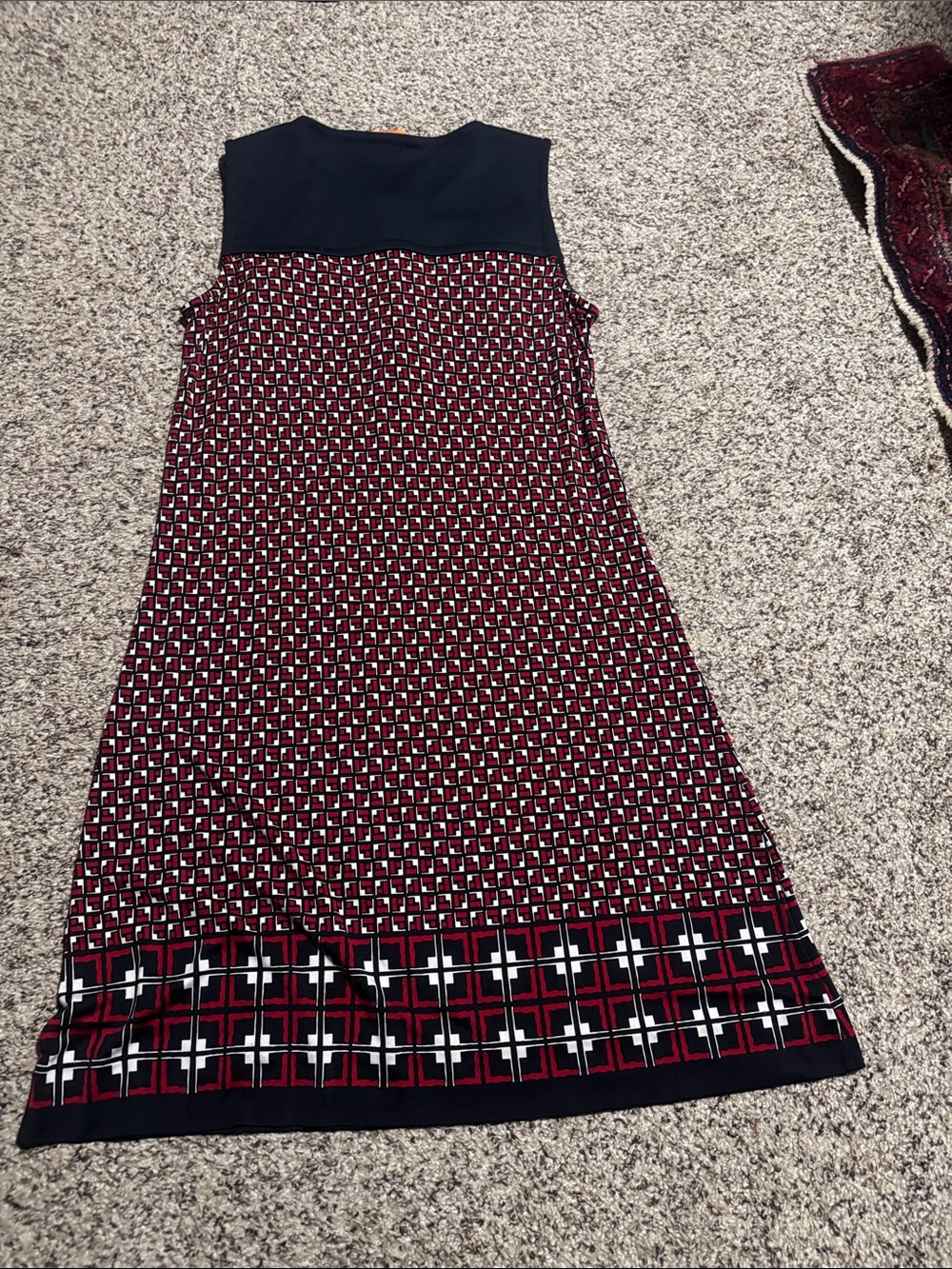 Tory Burch Black and Red Geometric Midi Skirt - Picture 4 of 6